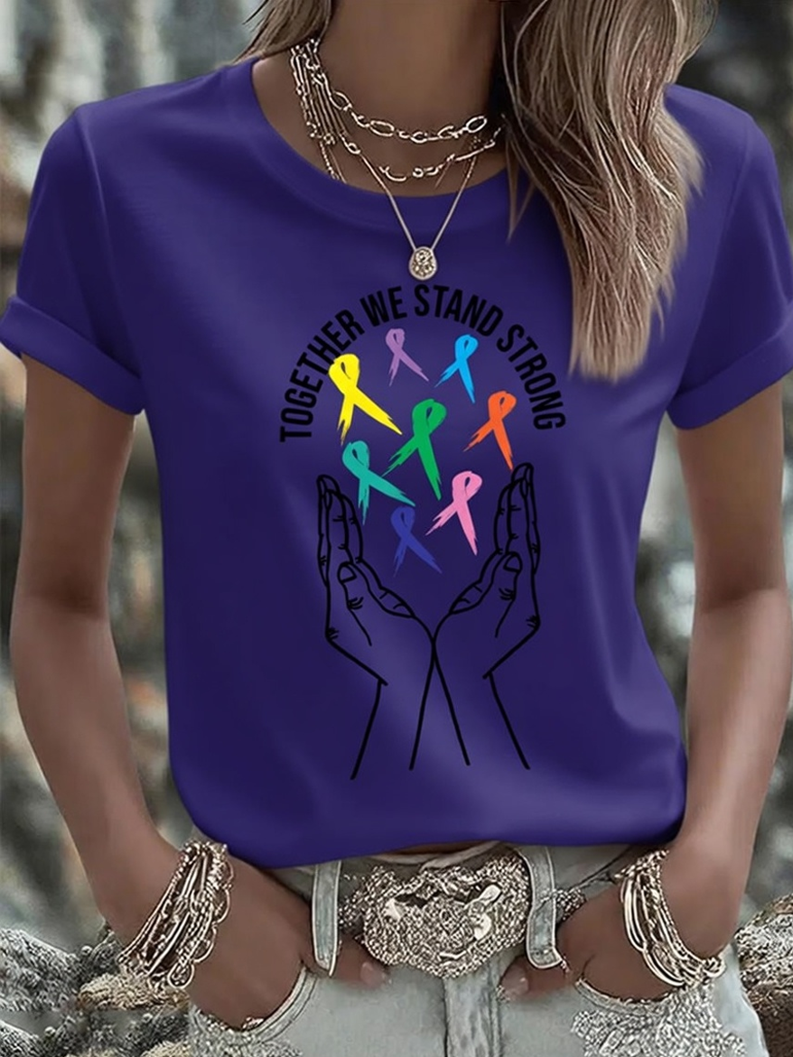 Women'S Breast Cancer Awareness Print Short-Sleeve T-Shirt