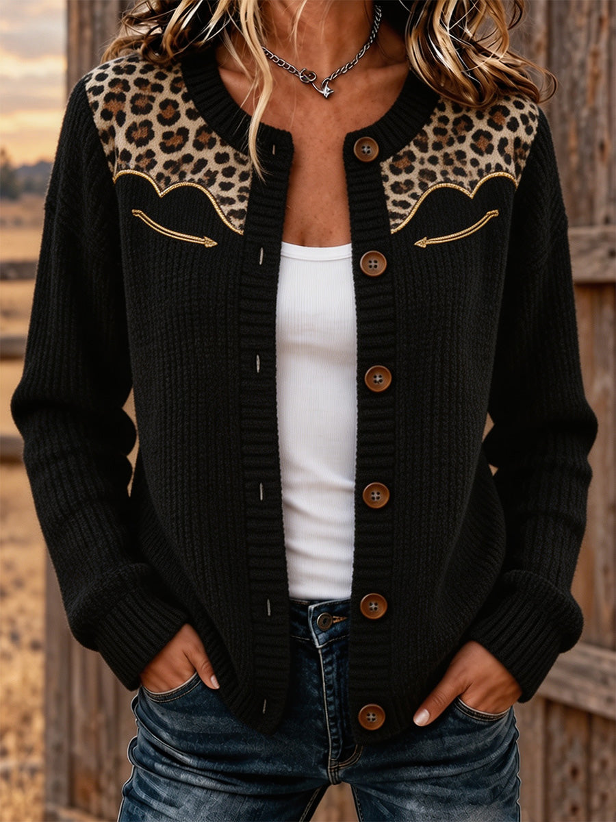 Women'S Retro Western Printed Cozy Cardigan