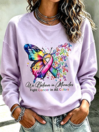 Women'S Casual Cancer Promotion Month Multi Color Round Neck Top