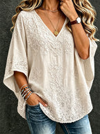 Women'S Cotton And Linen Floral Casual Vacation Top