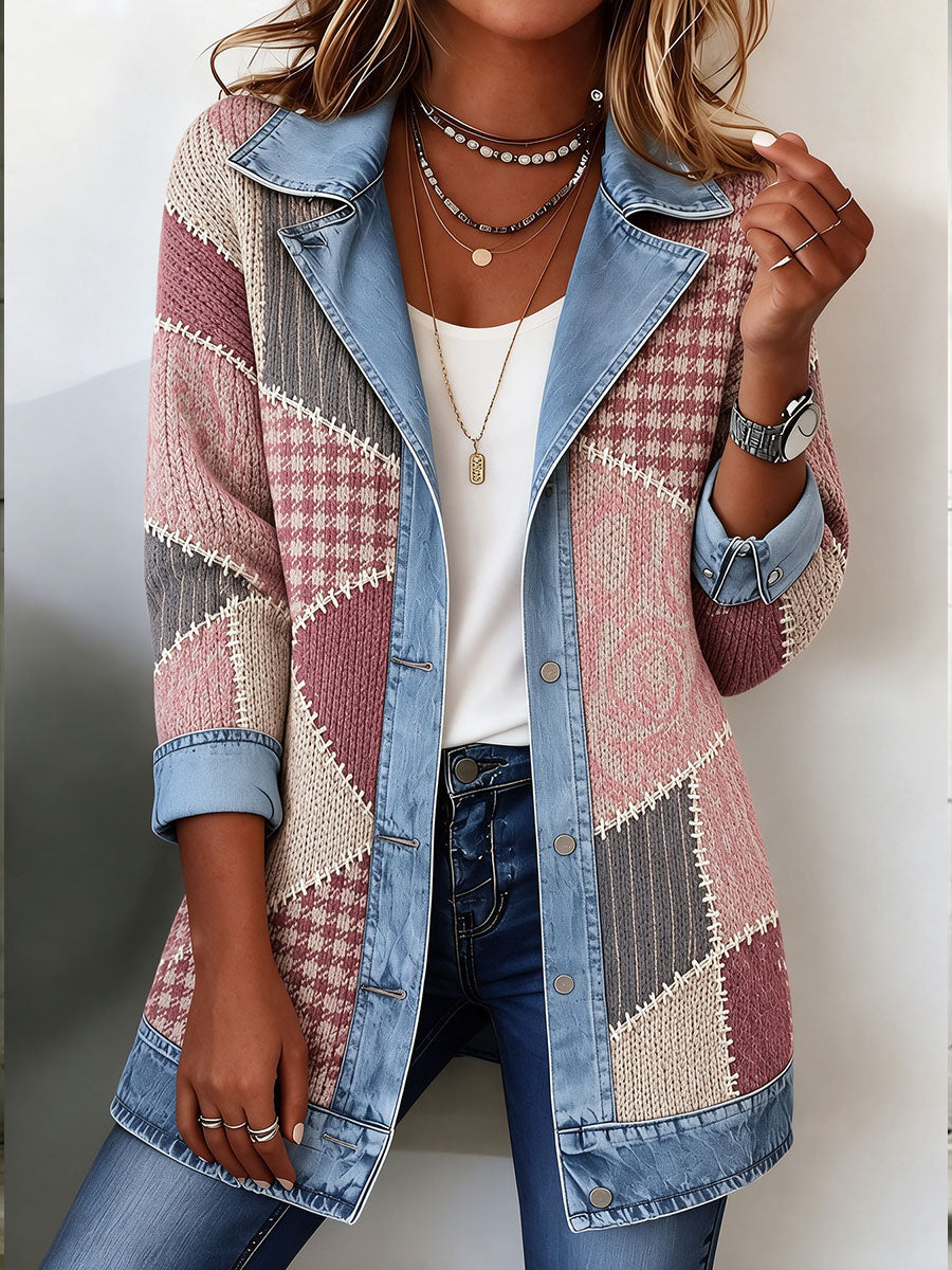 Women's Tennessee Country-Style Patchwork Denim Collar Jacket