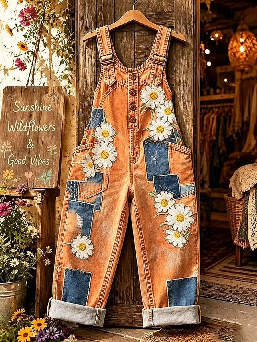 Women'S Floral Patterned Overalls
