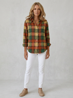 Women's Autumn Casual Plaid Pattern Printed Button-up Shirt