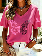 Women's casual breast cancer is a journey printed T-shirt