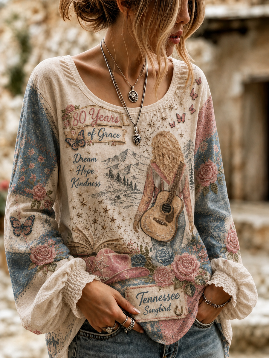 Women's Remembering Dolly Parton Cotton-Linen Shirt