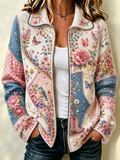 Women'S Retro Butterfly Country Music Flower Printed Cardigan