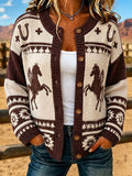 Women's casual horse knitted cardigan top