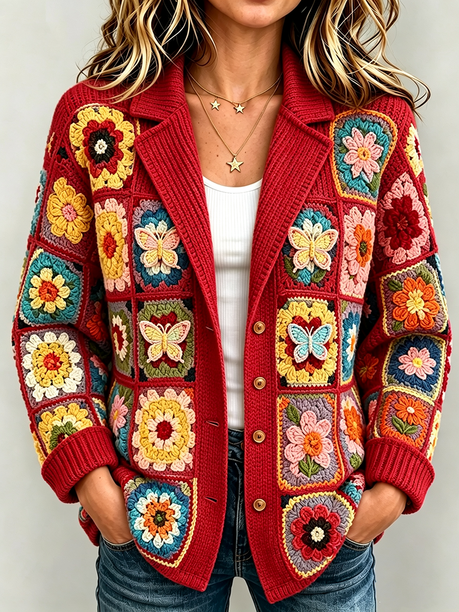 Women's Patchwork Art Knitted Cardigan