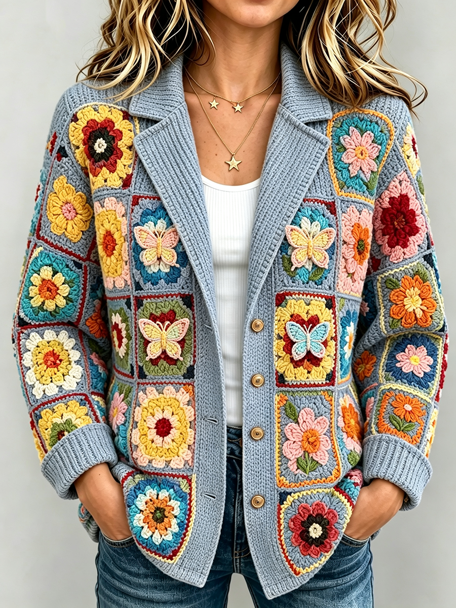 Women's Patchwork Art Knitted Cardigan