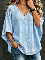 Women'S Cotton And Linen Floral Casual Vacation Top