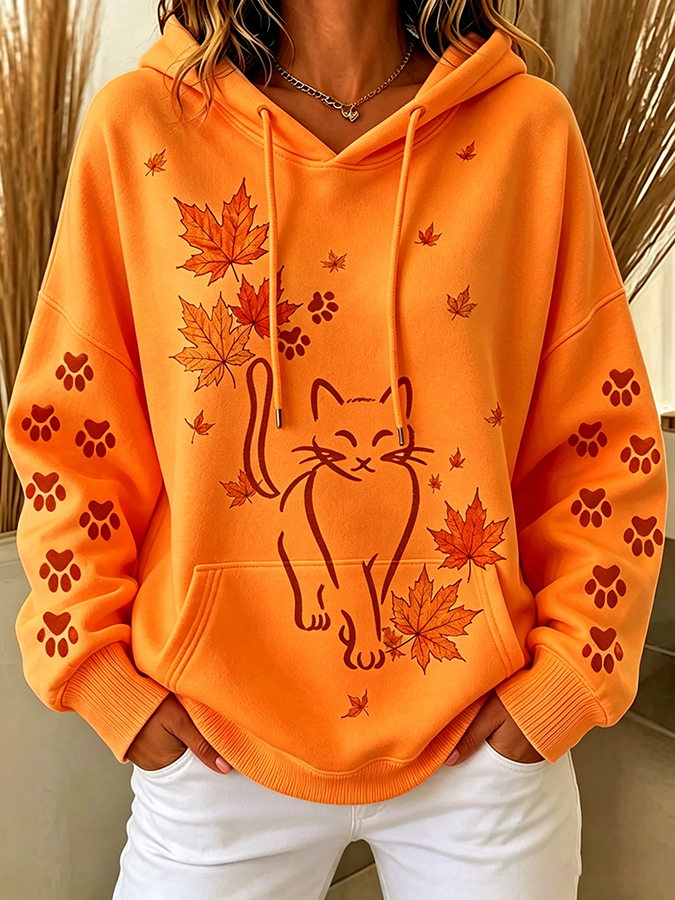 Women'S Leisure Cute Cat Hoodie