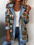 Women's Tennessee Country-Style Patchwork Denim Collar Jacket