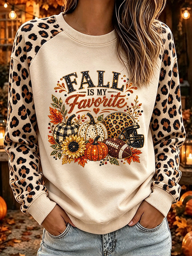 Women's Autumn Casual Pumpkin Rugby Hoodie