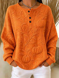 Women's Autumn Pumpkin Henry Collar Sweatshirt
