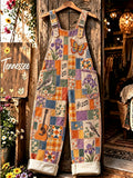Women's Plant and flower patchwork overalls