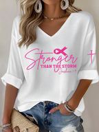 Women'S Stronger Than the Storm  Print Waffle  Top