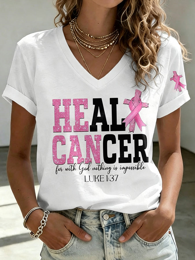 Women's Breast Cancer Awareness  Print T-shirt