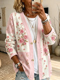 Women'S Casual Plaid Floral Cardigan