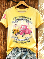 Women'S Pink Art Printed Casual T-Shirt