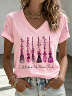Women'S In October We Wear Pink Print Short-Sleeve T-Shirt