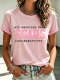 Women'S Retro Breast Cancer Printed T-Shirt