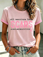 Women'S Retro Breast Cancer Printed T-Shirt