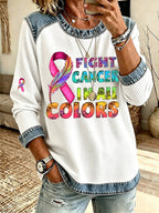 Women'S Casual Fight Cancer In All Color Waffle Top