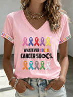 Women'S Cancer Sucks Print Short-Sleeve T-Shirt