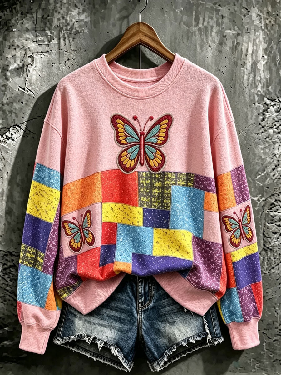 Ladies' butterfly patterned casual hoodie