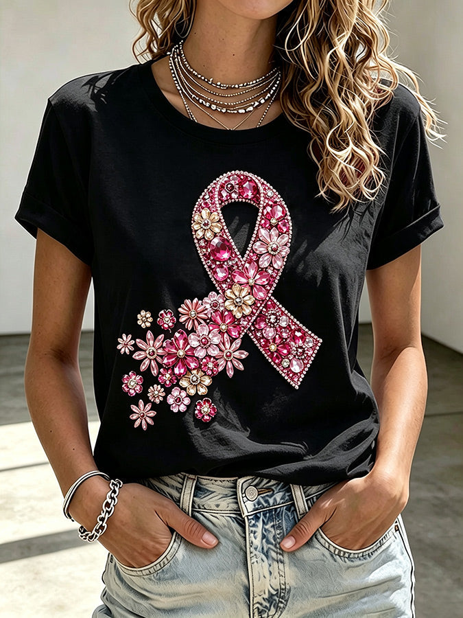 Women'S Breast Cancer Promotion Printed Casual T-Shirt