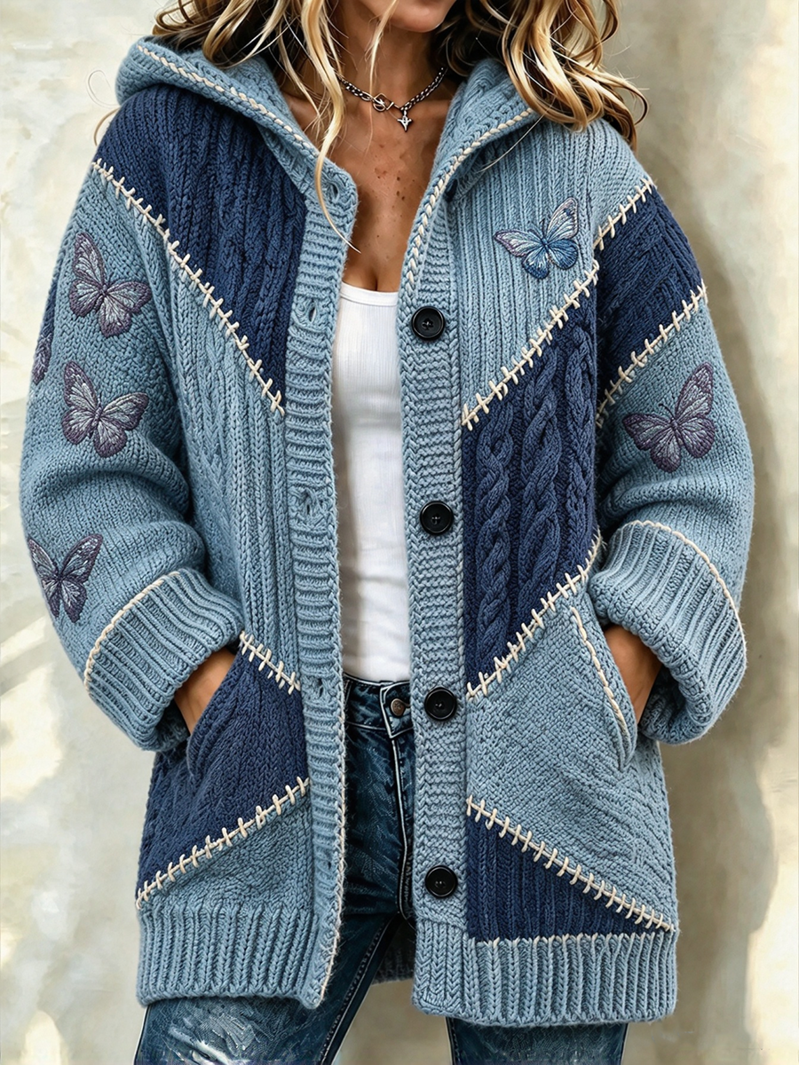Women's Tennessee Country-Style Patchwork Knitted Cardigan