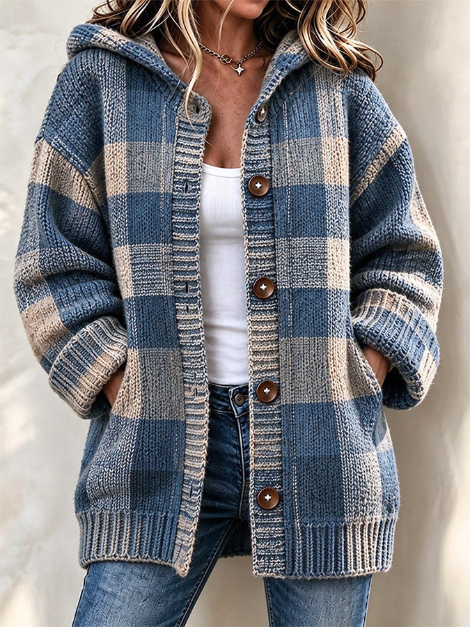 Women'S Autumn Vintage Plaid Printed Casual Cardigan