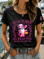 Women's In October We Wear Pink Printed Casual T-Shirt
