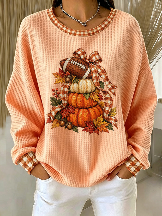 Women'S Autumn Season Waffle Sweatshirt