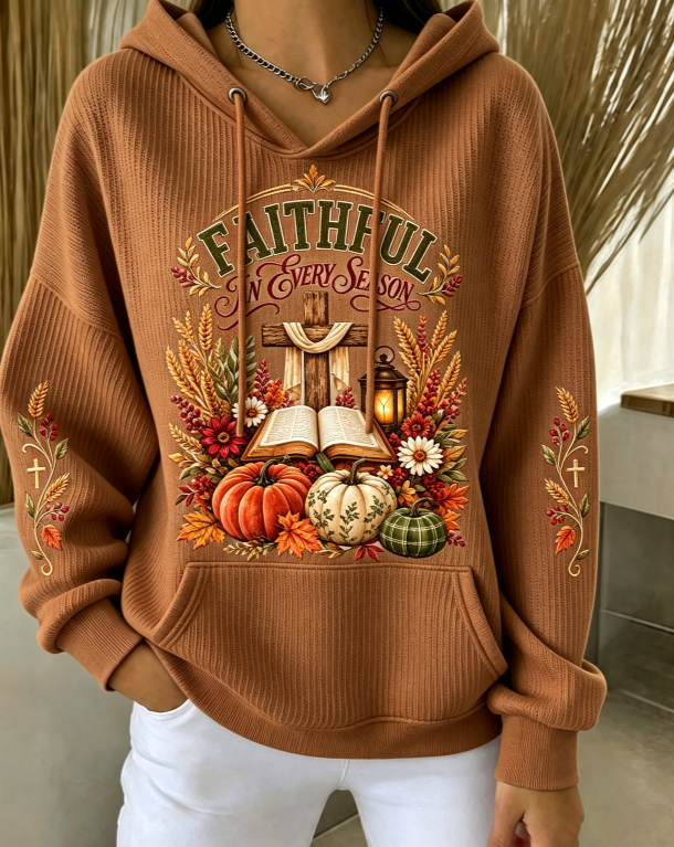 Women'S Autumn Faith Printed Hooded Sweatshirt