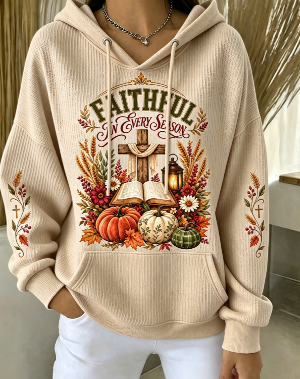 Women'S Autumn Faith Printed Hooded Sweatshirt