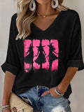 Women's Pink Witch Printed Waffle Top