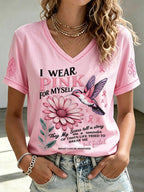 Women'S I Wear Pink For Myself Print Short-Sleeve T-Shirt