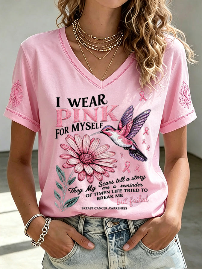 Women'S I Wear Pink For Myself Print Short-Sleeve T-Shirt