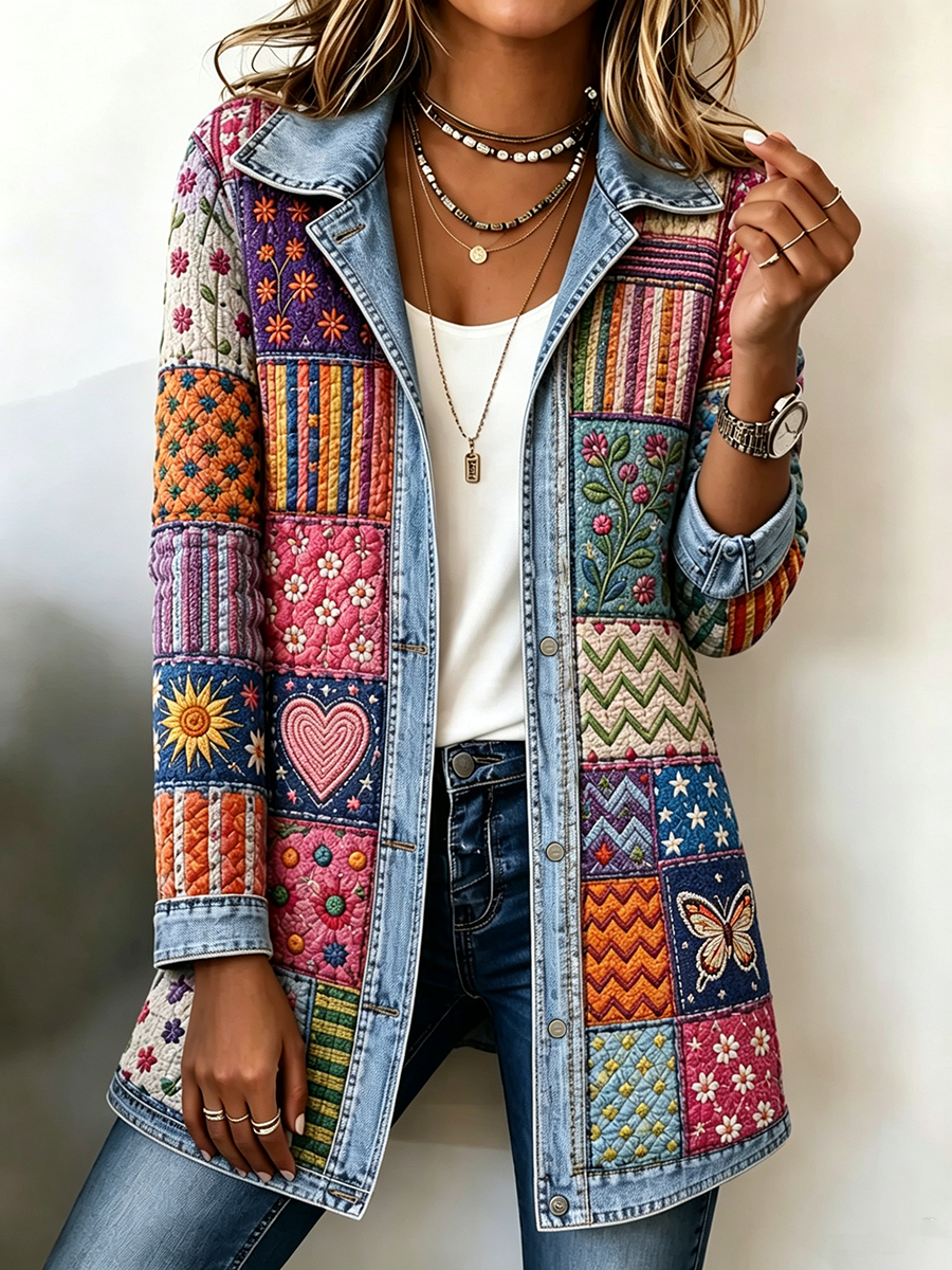 Women'S Checkered Pattern Patchwork Printed Casual Top
