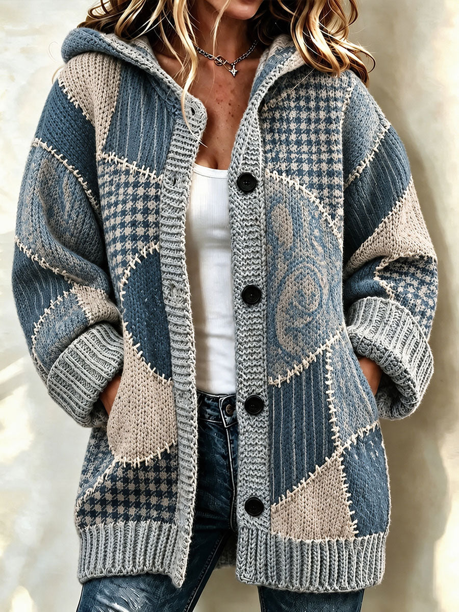 Women's Tennessee Country-Style Patchwork Knitted Cardigan