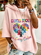 Women'S Multi-Color Ribbon Cancer Awareness Printed Hoodie