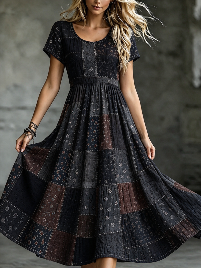 Women's Floral Print Round Neck Dress