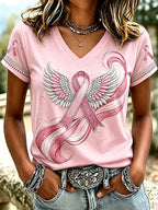 Women'S Breast Cancer Awareness Printed Casual T-Shirt