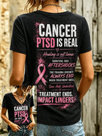 Women'S Breast Cancer Print V-Neck T-Shirt