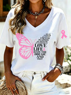 Women's casual breast cancer is a journey printed T-shirt