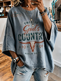 Women'S Western This Is God'S Country Print Loose Top