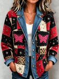 Women's Plant and Flower Patchwork Knitted Cardigan