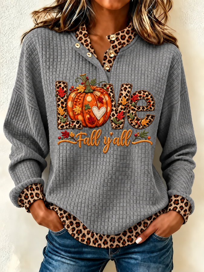 Women'S Pumpkin Printed Pullover Sweatshirt