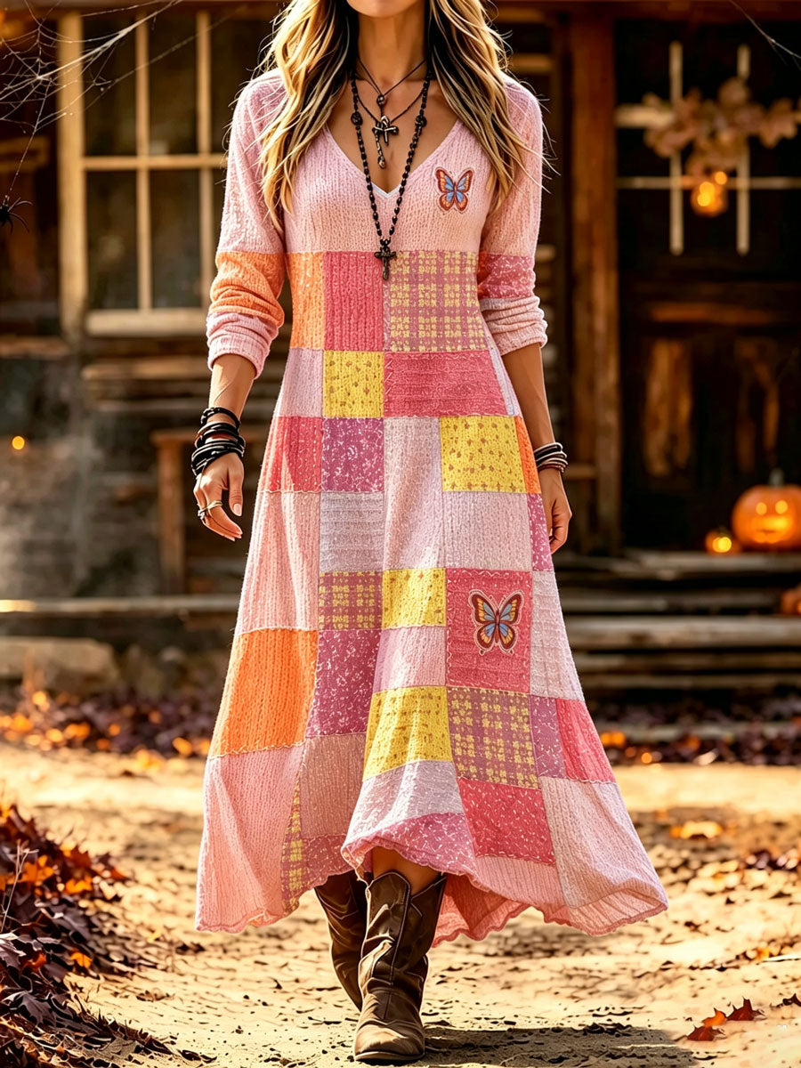 Ladies' Butterfly Pattern Casual Dress